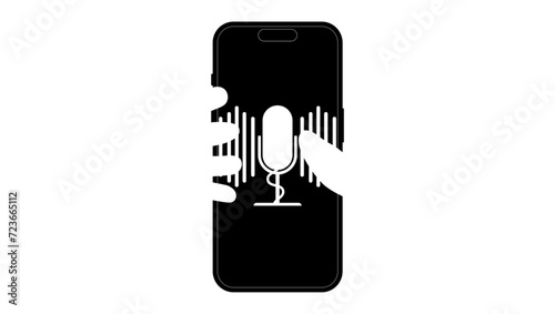 Voice recognition symbol, black isolated silhouette photo