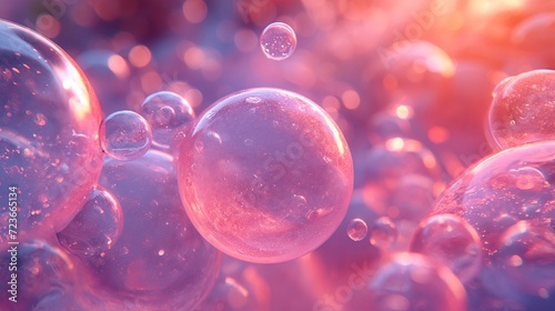 Sunlit surface covered in numerous bubbles, AI-generated.