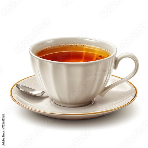 Tea Cup On White Background, Illustrations Images