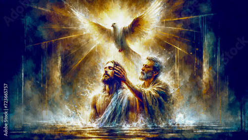 Mystical Illumination: Baptism of Jesus in Divine Light