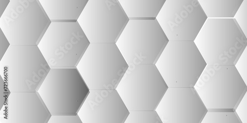 Abstract white background with hexagons pattern. White abstract vector wallpaper with hexagon grid. 3D technology Futuristic honeycomb mosaic white background.  