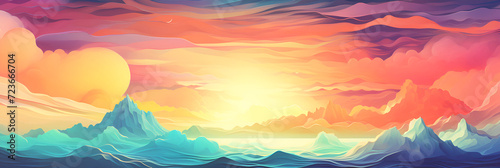 Surreal summer holiday and travel background for design using acid colors  sea voyage. Banner for design.