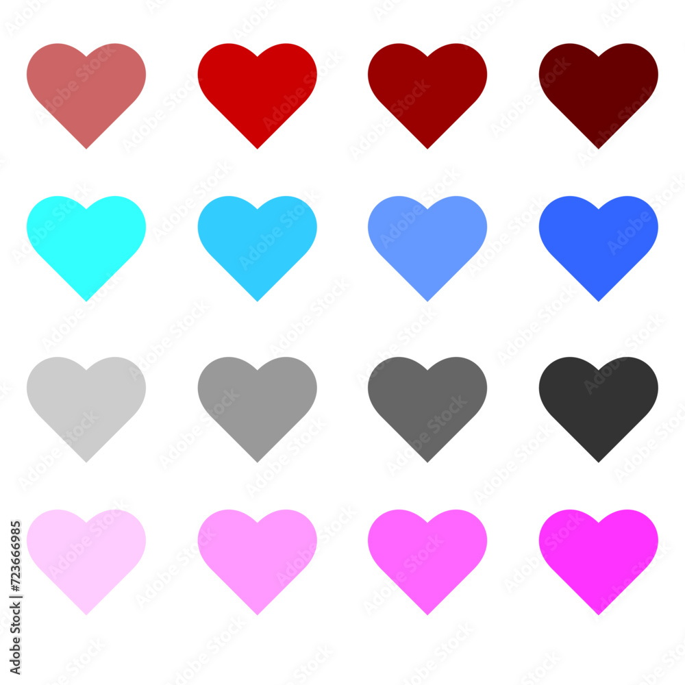 set of multi-colored hearts
