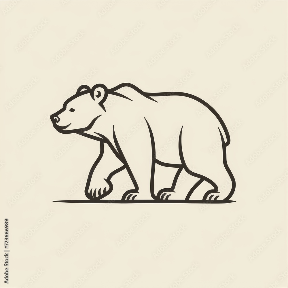 Fototapeta premium simple line art graphic logo of a bear - isolated on plain background