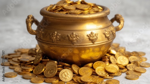 Golden Treasure Chest Filled with Golden Coins: A Monthly Event Celebration Generative AI