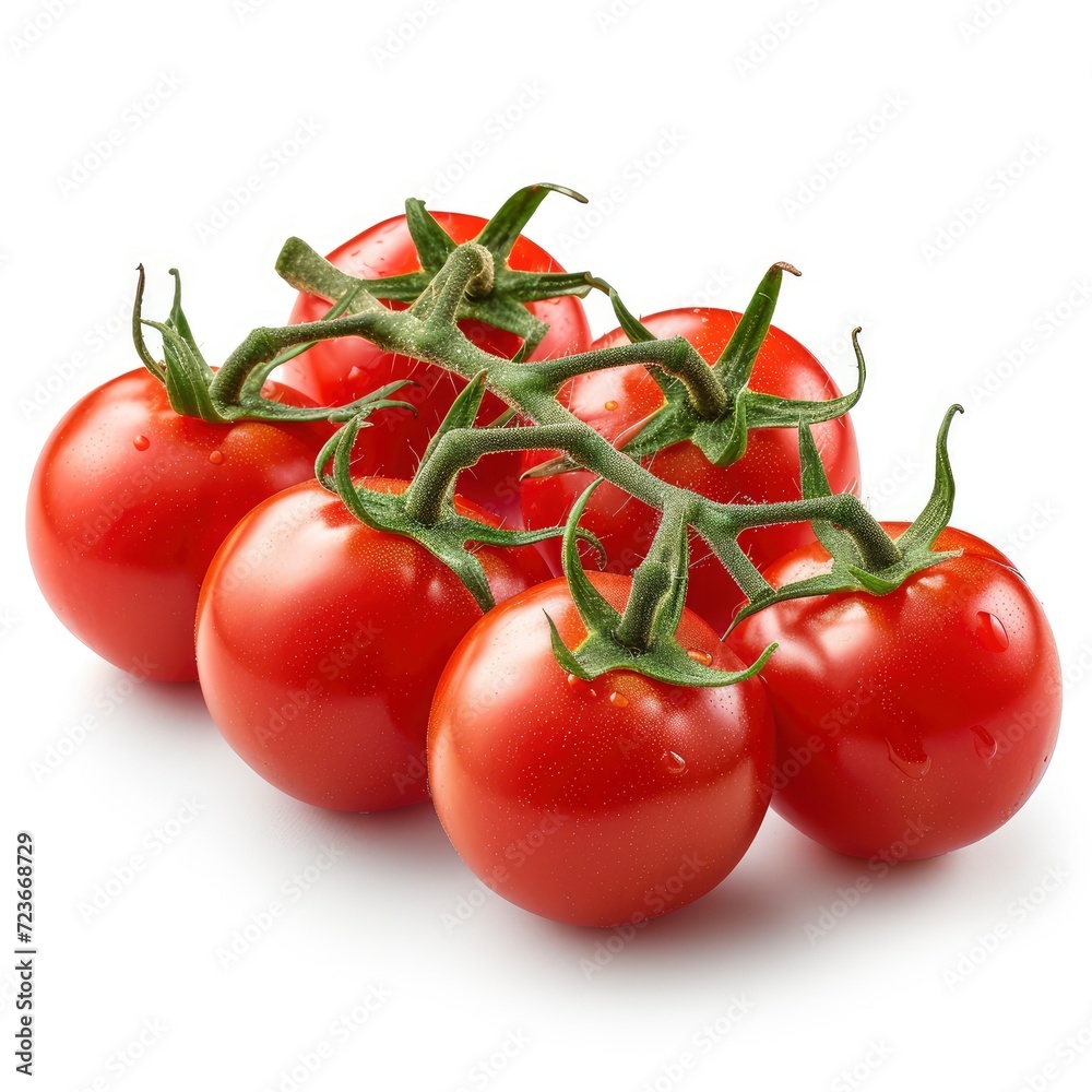 Vine Fresh Ripe Sweet Cherry Tomatoes On White Background, Illustrations Images Vine Fresh Ripe Sweet Cherry Tomatoes On White Background, Illustrations Images