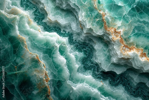 Aquatic Geode: A Stunning Display of Marbled Green and Blue Generative AI