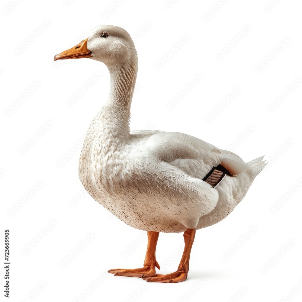 White Duck Black Spots On Head On White Background, Illustrations Images White Duck Black Spots On Head On White Background, Illustrations Images