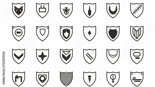 collection of shield icons isolated on a white background  flat minimalism graphics  set of protection icons