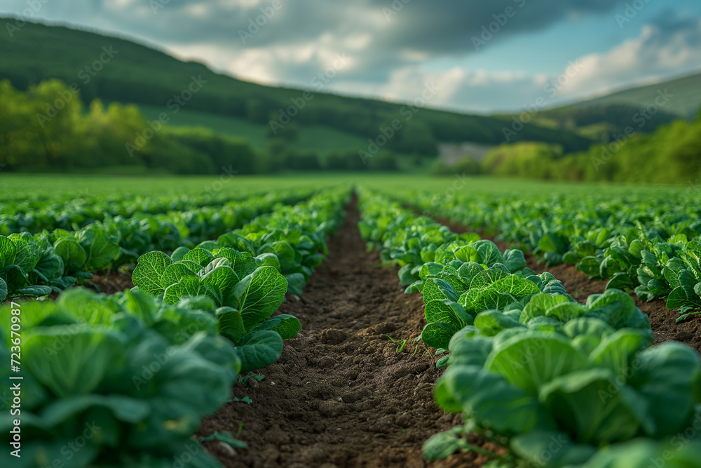 Field of Brussels sprouts seedlings. Field of Brussels sprouts seedlings.