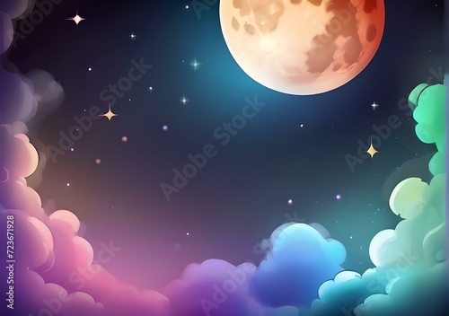 cloud vector background with moon