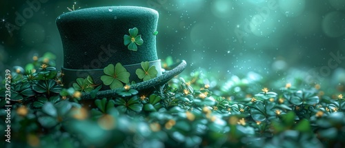 St. Patrick's Day Celebration: A Shamrock-Filled Hat and Clover Leaves Generative AI