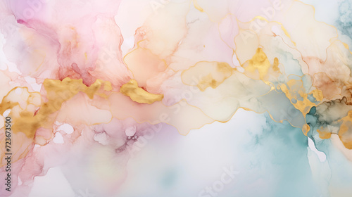 Pastel color alcohol ink pattern, soft tone, gold lace