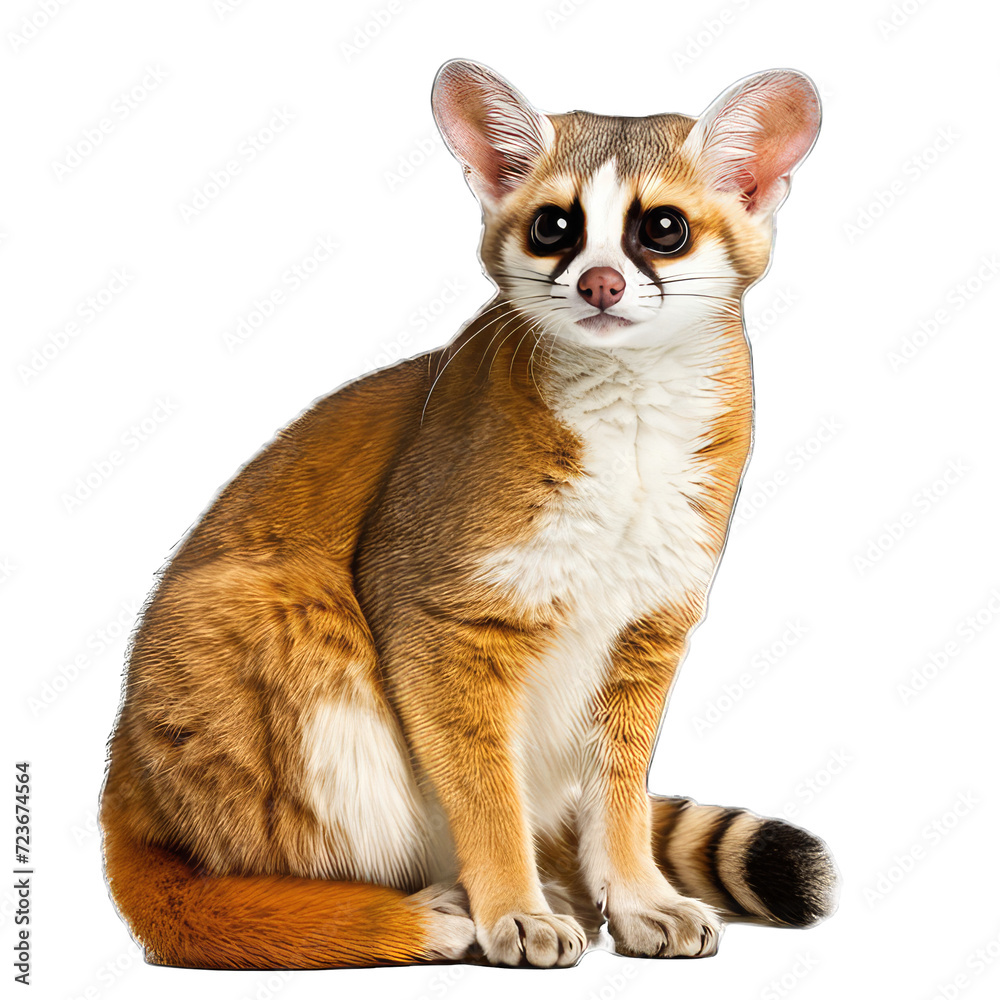 Ringtail cat isolated on white background