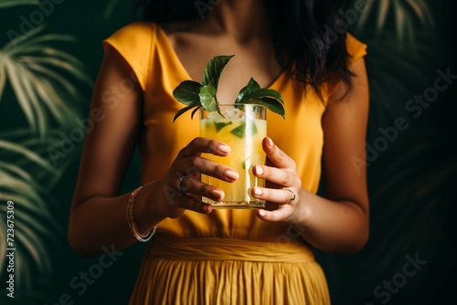 person with glass of juice