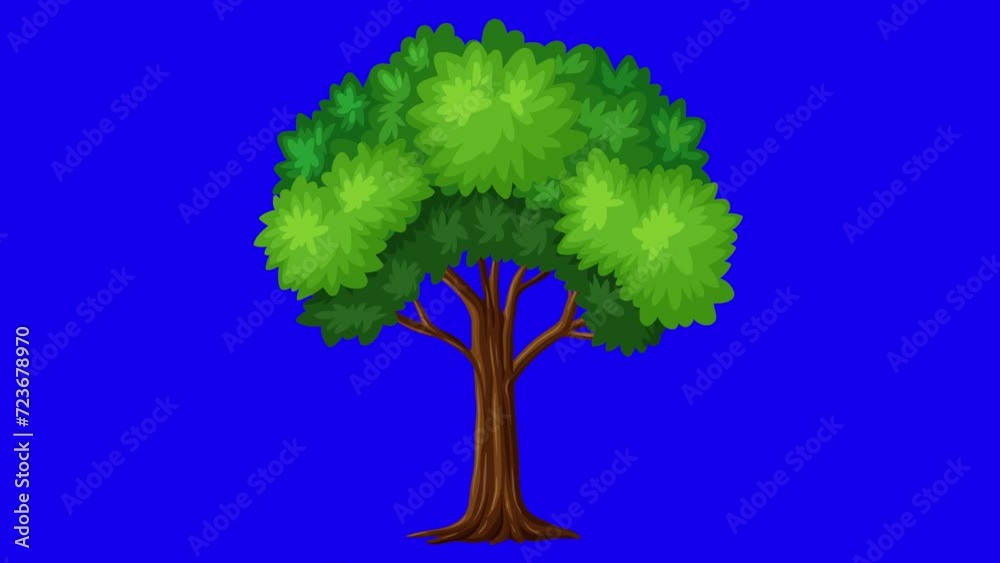 Vid??o Stock 2d animated tree slowly moving with wind blowing tree