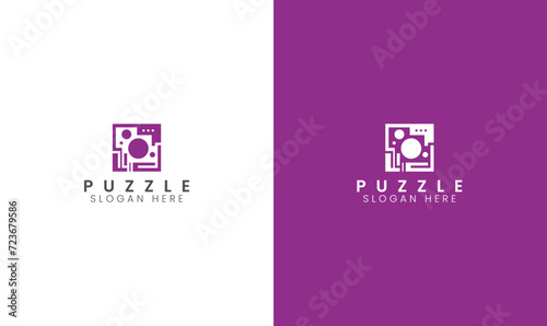 Puzzle Box Logo Template Design Vector, Emblem, Design Concept, Creative Symbol, Icon photo