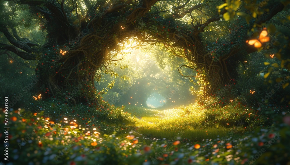 Flower-Filled Forest Path: A Magical Escape for Nature Lovers Generative AI