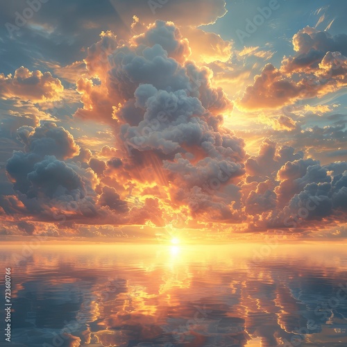Skyscape Sunlight Clouds On Sky Sunset On White Background, Illustrations Images