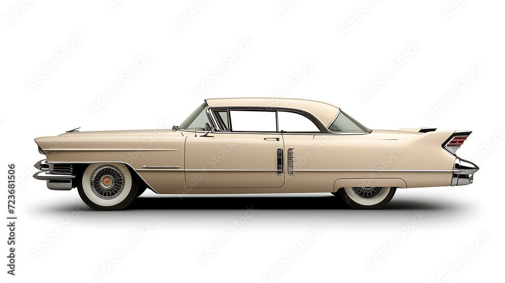 Colorful classic old car - isolated on white background. Generative AI illustration 