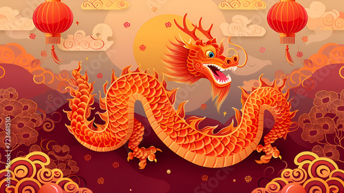 Chinese New Year 2024 the year of the Dragon Chinese   copy space  generative ai