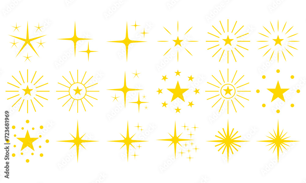 Set Of Sparkle Star Icon Vector Set Of Sparkle Star Icon Vector