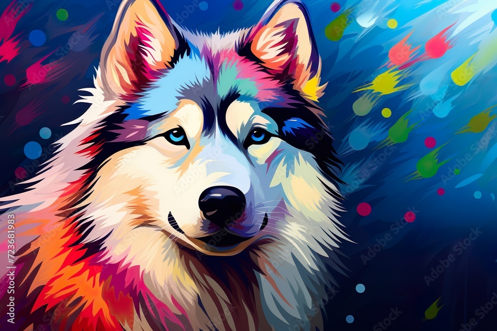 retro style husky dog illustration retro style husky dog illustration