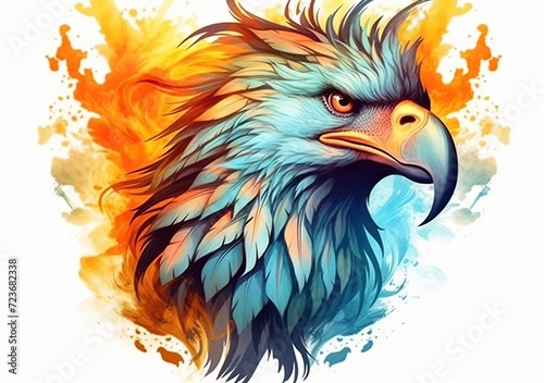 illustration of phoenix fire bird full color