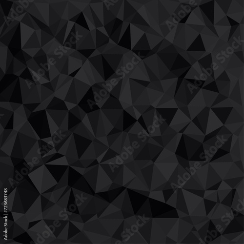 Low polygon shapes, black background, dark crystals, triangles mosaic, creative origami wallpaper, templates vector design