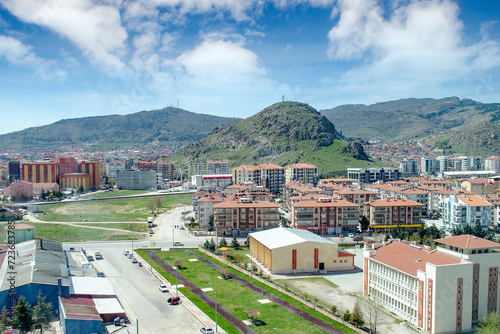Aerial view on Afyonkarahisar city of Turkey photo