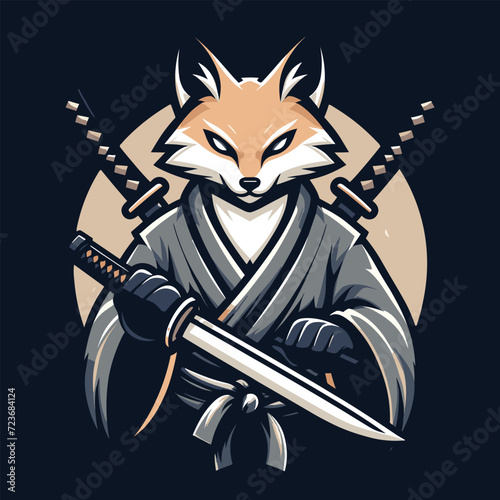 Free High Quality warrior kitsune warrior esports mascot gaming logo template