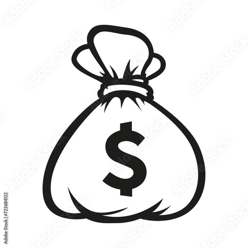 Bag with money. Money bag icon with dollar sign