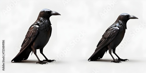 crow on a white background urban jackdaws isolated against white background
 photo