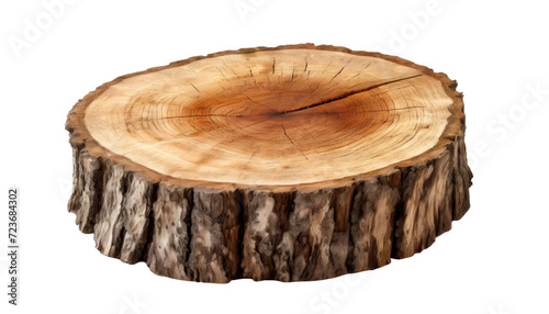 Wooden stump slice isolated on white background