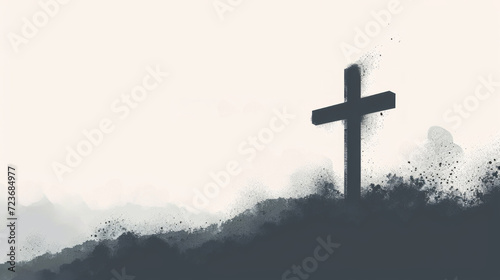 Ash Wednesday Blessings with Dramatic Cross. Bold Ash Wednesday banner with ash cross, highlighted by dramatic lighting effects.