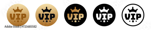 Vip user emblem. Premium membership golden tag. Exclusive member badge.