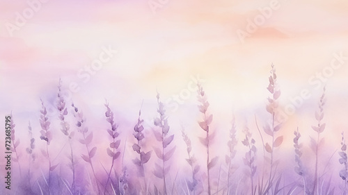 watercolor lavender background with a copy space  delicate soft pastel shade illustration greeting blank