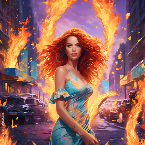 woman fire Generative AI