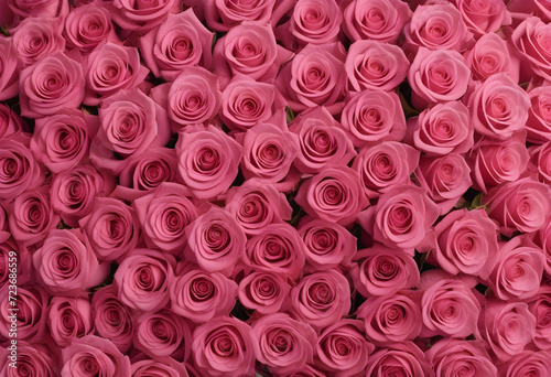 A lot of beautiful pink rose flowers all over the place, for a beautiful bright wall background