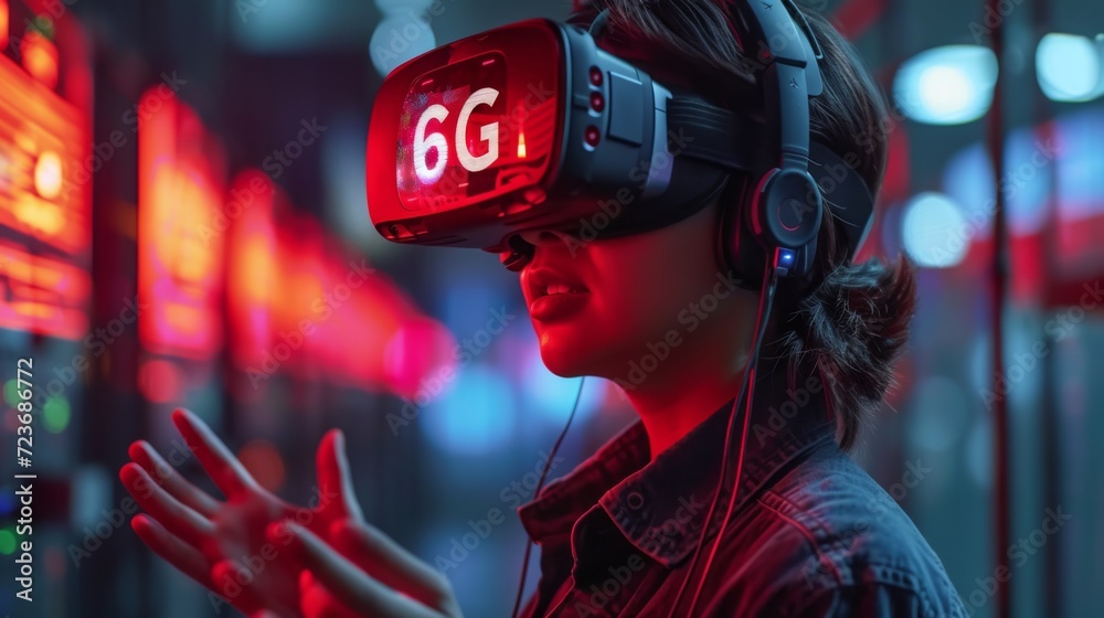 Expérience VR Futuriste avec 6G - Cyberpunk