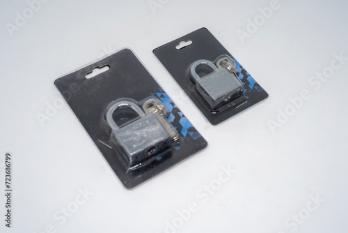 Locked Silver Padlock on a white background