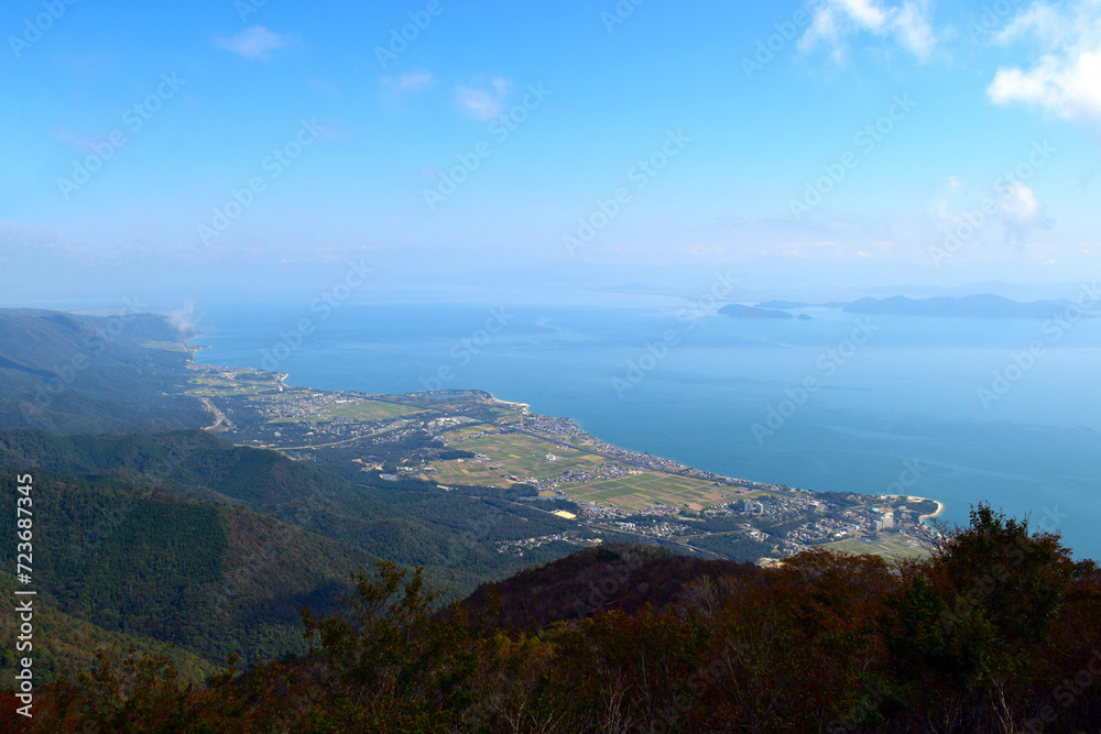 びわ湖の風景、びわ湖バレイから眺める琵琶湖、びわ湖と滋賀県の町並み、びわこ、高島市の町並み