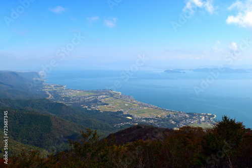 びわ湖の風景、びわ湖バレイから眺める琵琶湖、びわ湖と滋賀県の町並み、びわこ、高島市の町並み