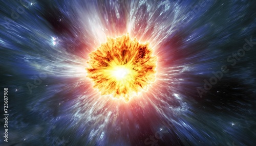 Supernova, massive star explosion. Space background, 3D illustration