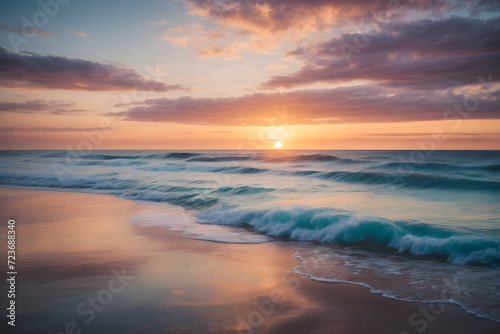 Beautiful Sunset at the Sea - Ocean view at sunrise - Awesome Waves, Majestic Seascape © PetrovMedia