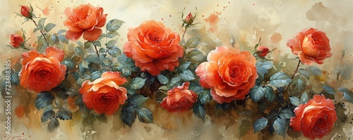 Rose Season  A Painting of Roses in Bloom Generative AI