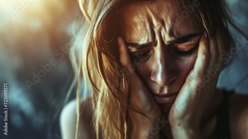 Sad depressed desperate grieving crying woman