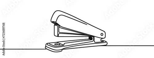 Office stapler, school supplies one line continuous drawing. Back to school continuous one line illustration. Vector minimalist linear illustration.
