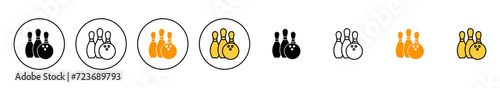 Bowling icon set vector. bowling ball and pin sign and symbol.