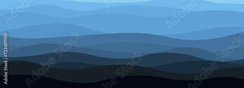 Sea curve blue wave background. Futuristic ocean wavy abstract shape with digital flowing presentation and creative vector banner